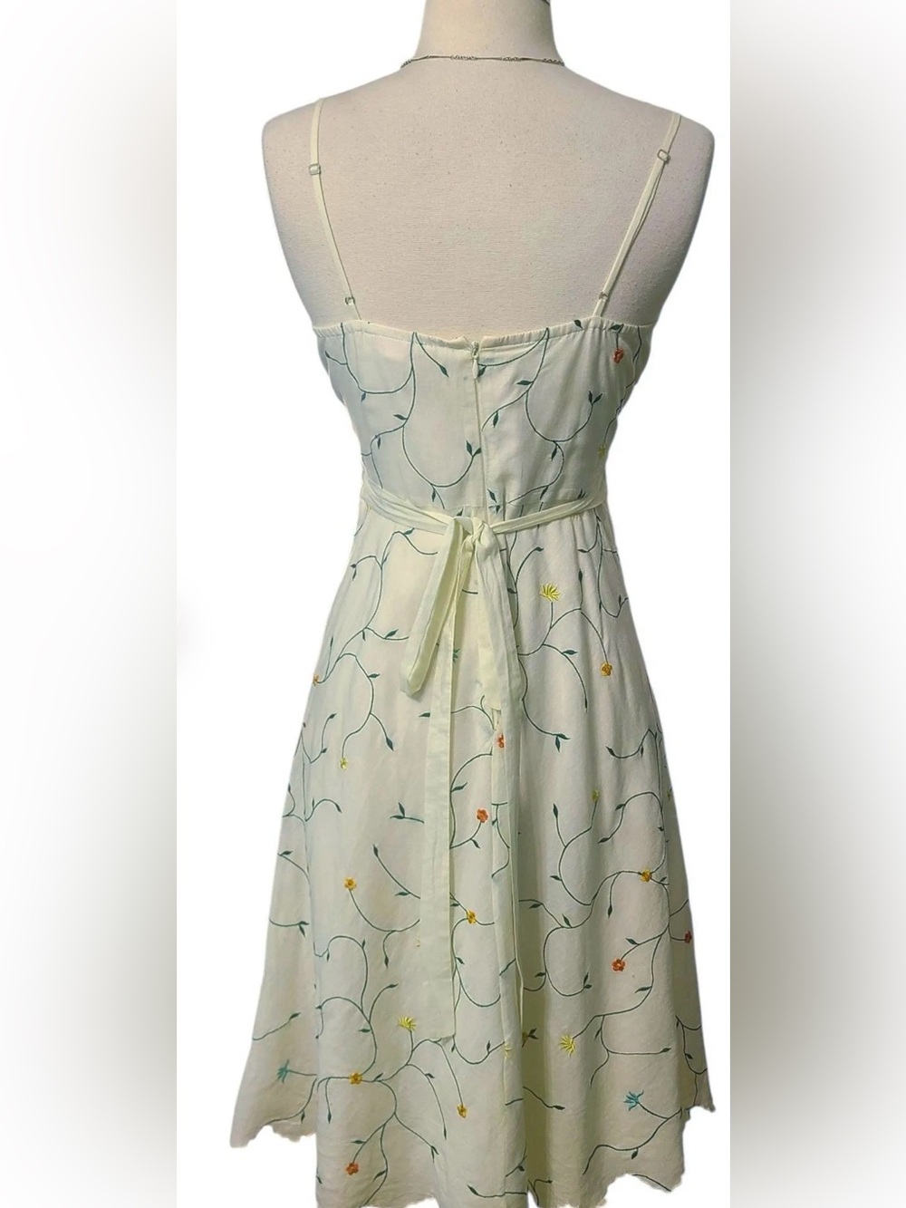 Betsey Johnson Cream Floral Vine Embroidered Sundress